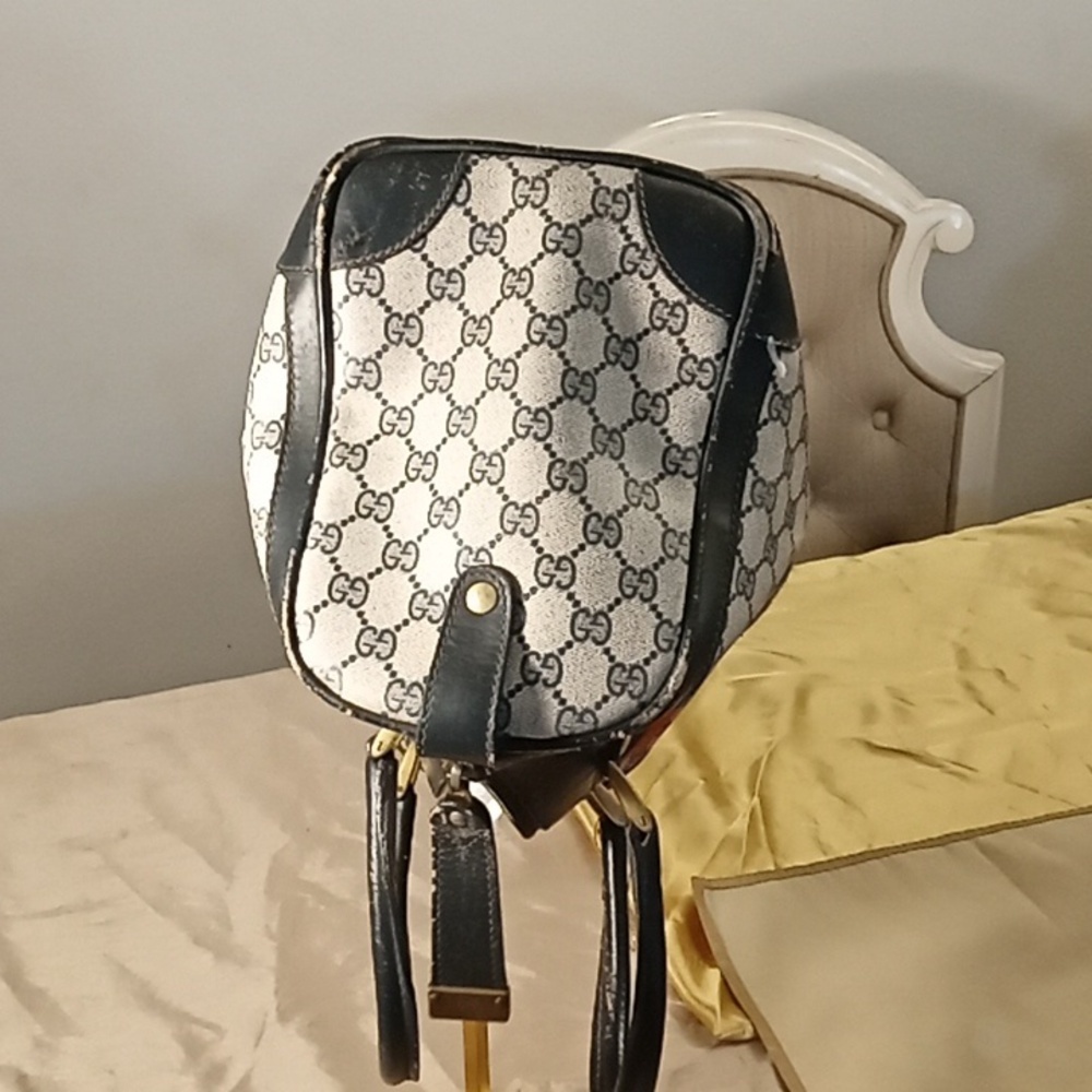 Vintage Gucci Boston Bag Big Sherry wiyh Blue & Red Stripes - Picture 5 of 8